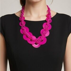 Hot pink necklace shell and seed beads